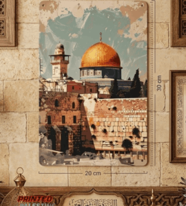 ‘​Iconic Palestinian Skyline’ Metalen RVS plaat [20x30cm]