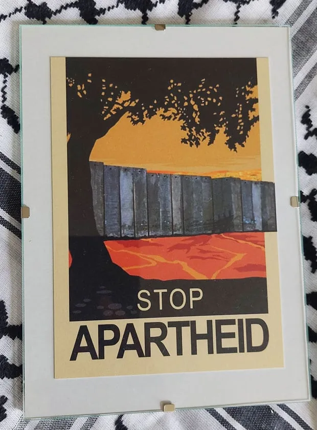 palestina-ansichtkaart-visit-palestine-gaza-illegale-muur-israel-mensenrechten-scheidingsmuur-ingelijst