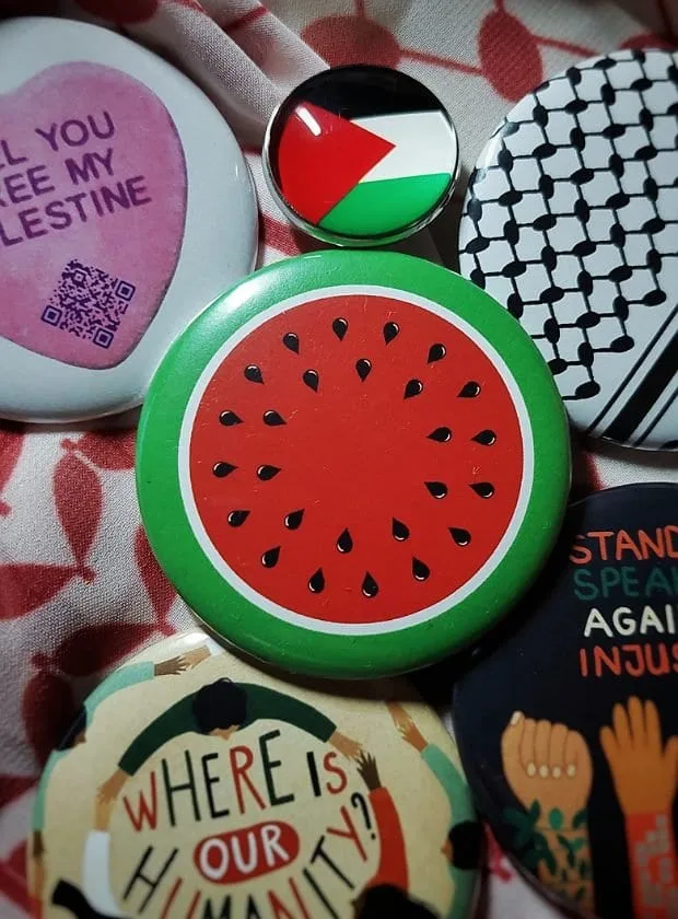 watermeloen speld button palestina